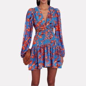 A.L.C. Blue and Orange Cut Out Dress